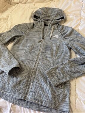 The North Face Light Heather Gray Hooded Zip Jacket